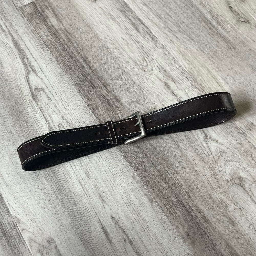 Men's Brown Argentinian Leather Contrast Stitch Belt